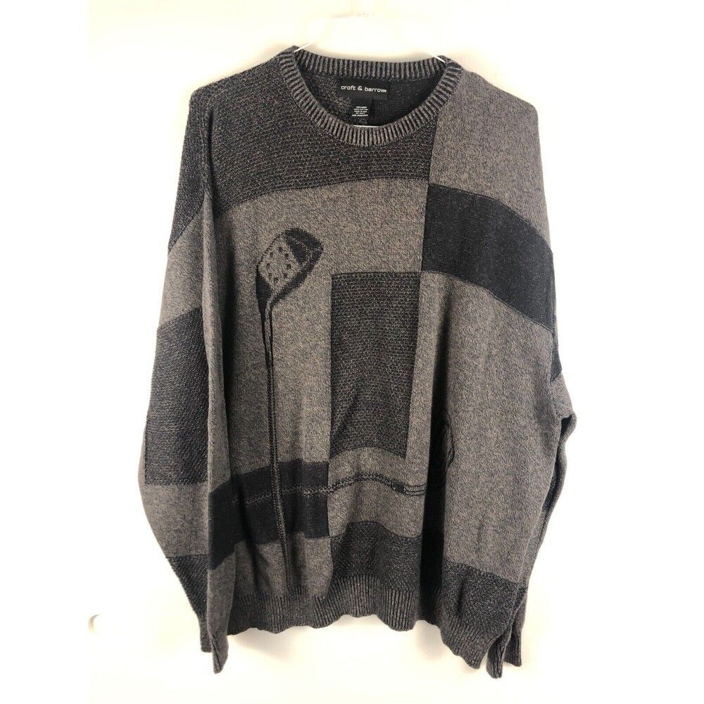 Vintage Croft Barrow Sweater Men's XXL Golf Clubs Check Grandpa Made in USA